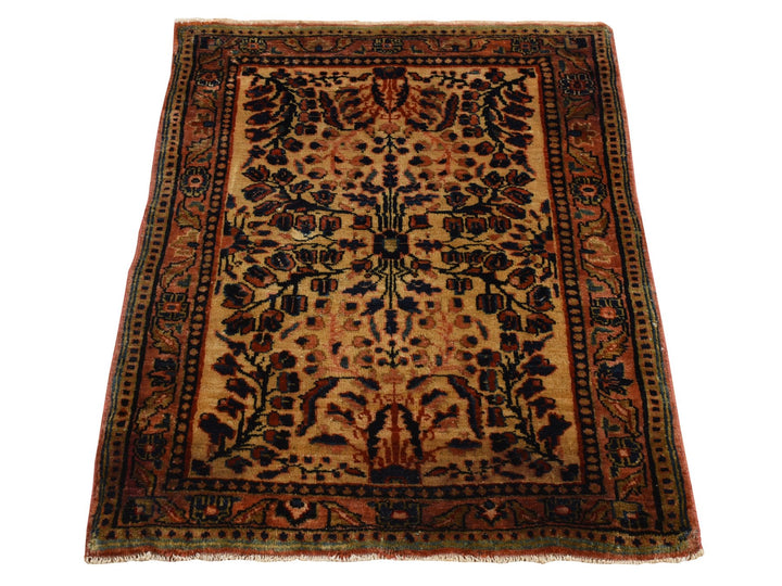 2'0" x 3'0" Vintage Hand Knotted Yellow Wool Rectangle Oriental Rug - MOA10278191