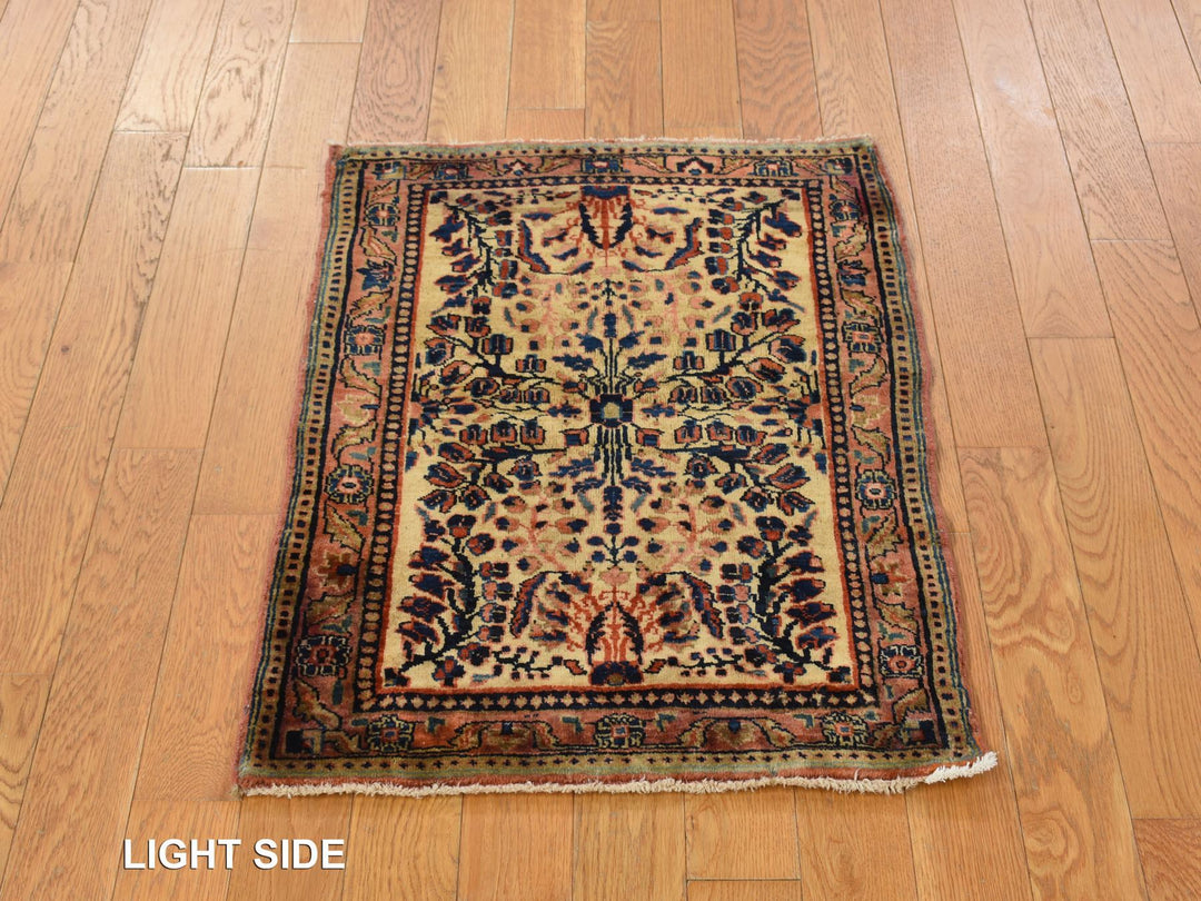2'0" x 3'0" Vintage Hand Knotted Yellow Wool Rectangle Oriental Rug - MOA10278191