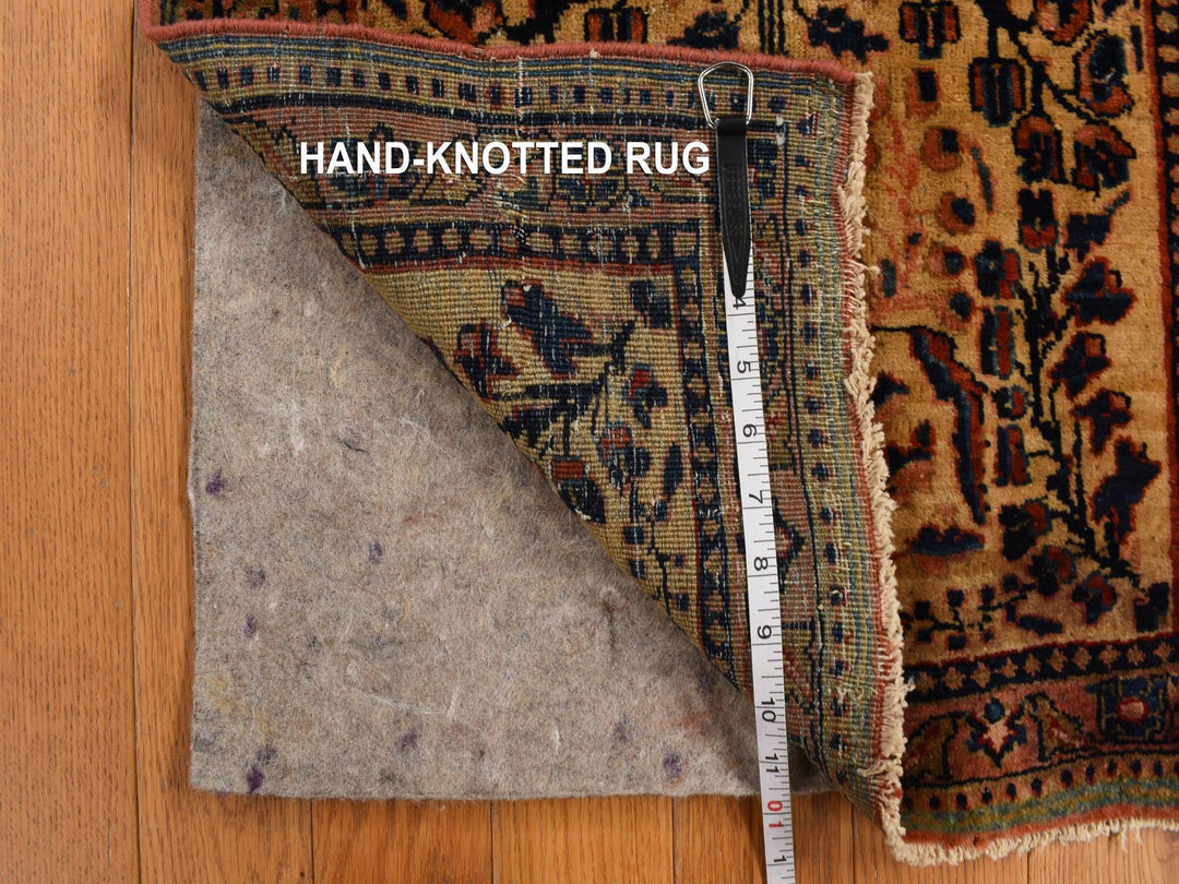 2'0" x 3'0" Vintage Hand Knotted Yellow Wool Rectangle Oriental Rug - MOA10278191