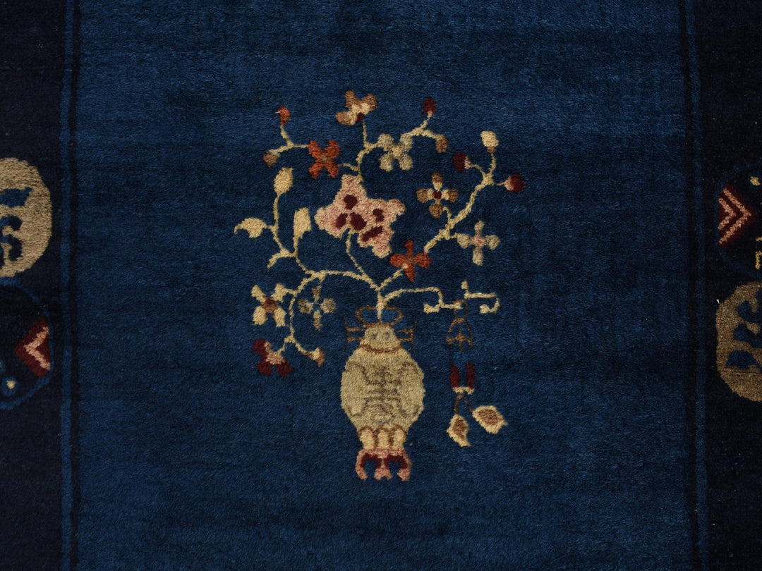 3'0" x 5'8" Vintage Hand Knotted Blue Wool Rectangle Oriental Rug - MOA10278195