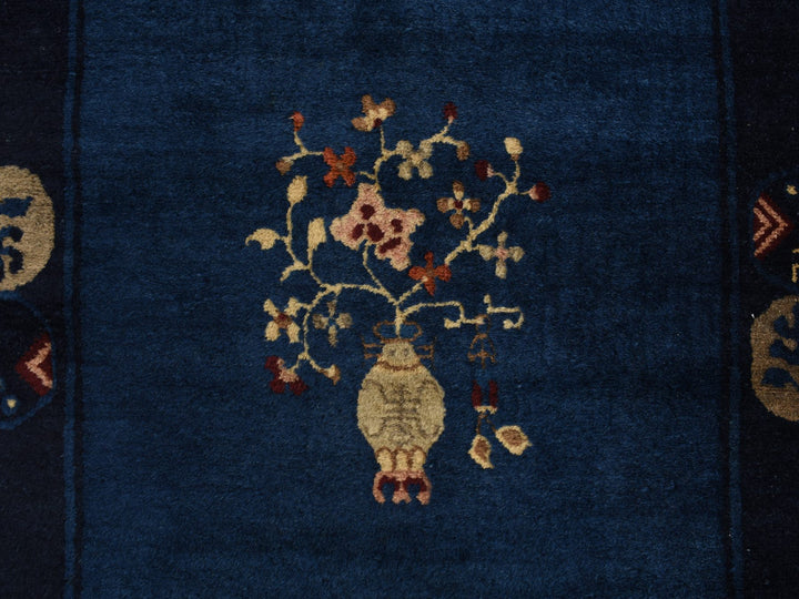 3'0" x 5'8" Vintage Hand Knotted Blue Wool Rectangle Oriental Rug - MOA10278195