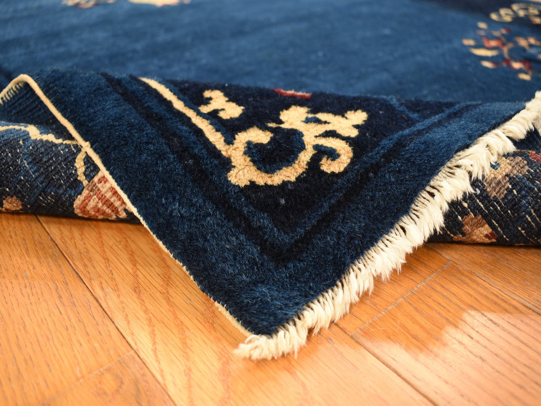 3'0" x 5'8" Vintage Hand Knotted Blue Wool Rectangle Oriental Rug - MOA10278195
