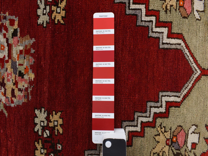 3'10" x 5'4" Vintage Hand Knotted Red Wool Rectangle Oriental Rug - MOA10278203