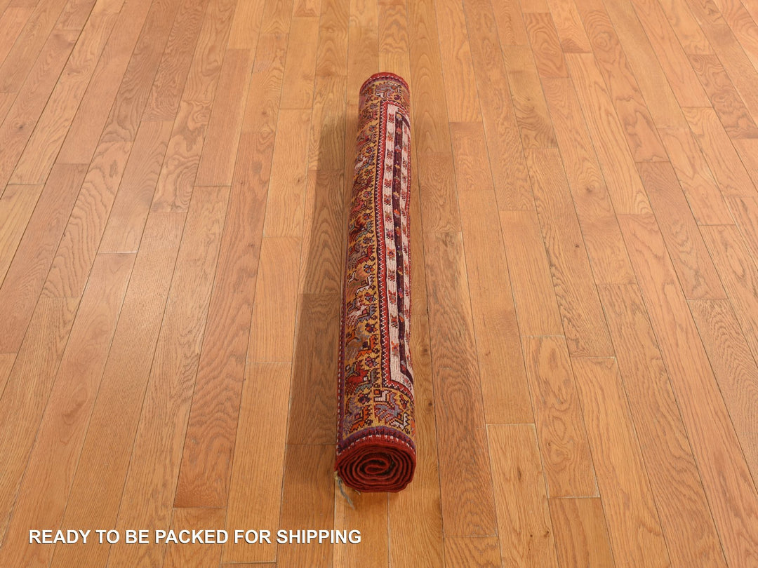 3'5" x 5'0" Vintage Hand Knotted Red Wool Rectangle Oriental Rug - MOA10278203