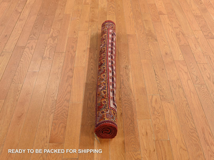 3'5" x 5'0" Vintage Hand Knotted Red Wool Rectangle Oriental Rug - MOA10278203