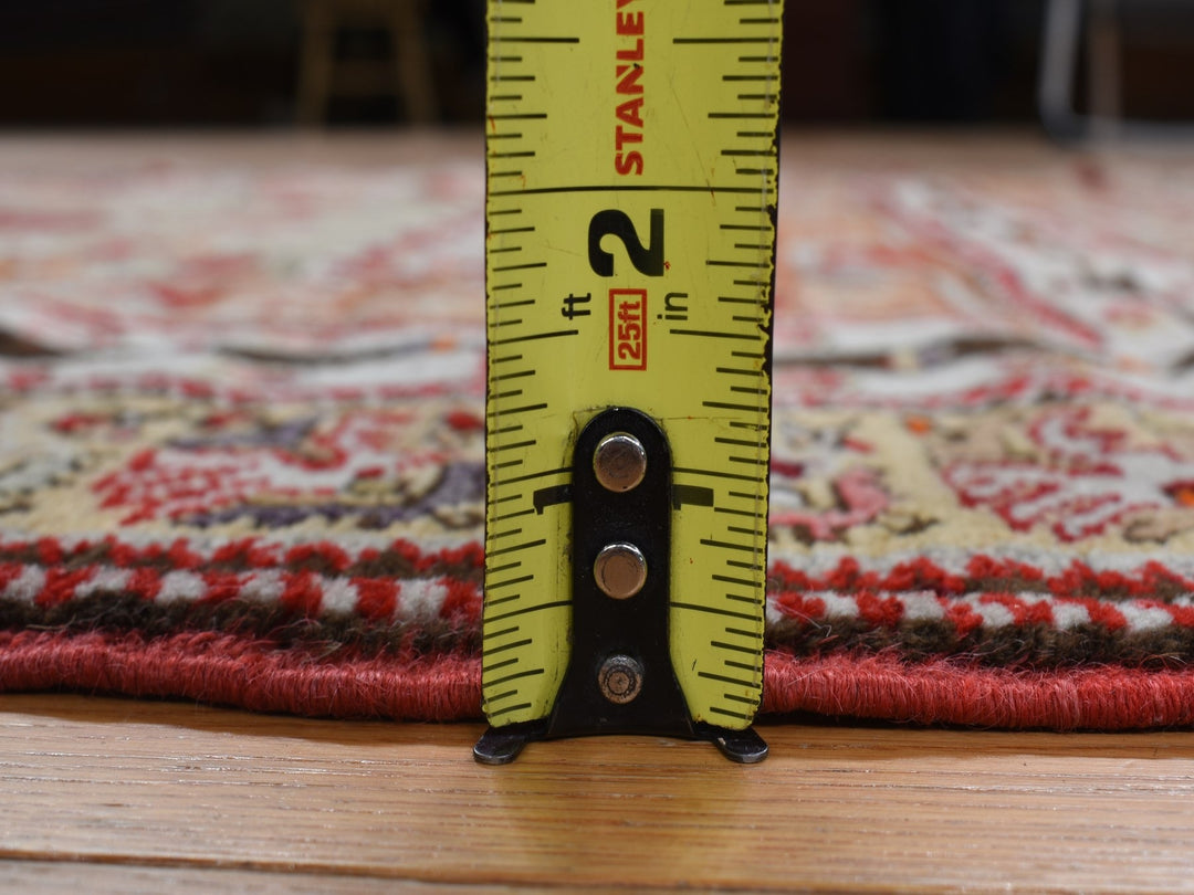 3'5" x 5'0" Vintage Hand Knotted Red Wool Rectangle Oriental Rug - MOA10278203