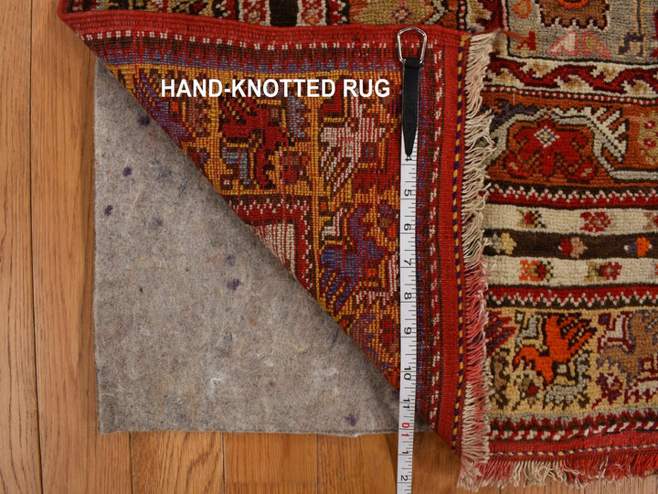3'10" x 5'4" Vintage Hand Knotted Red Wool Rectangle Oriental Rug - MOA10278203