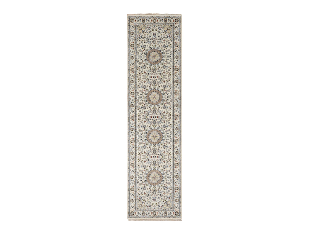 2'9" x 10'2" New Hand Knotted Ivory Wool Runner Oriental Rug - MOA10278205
