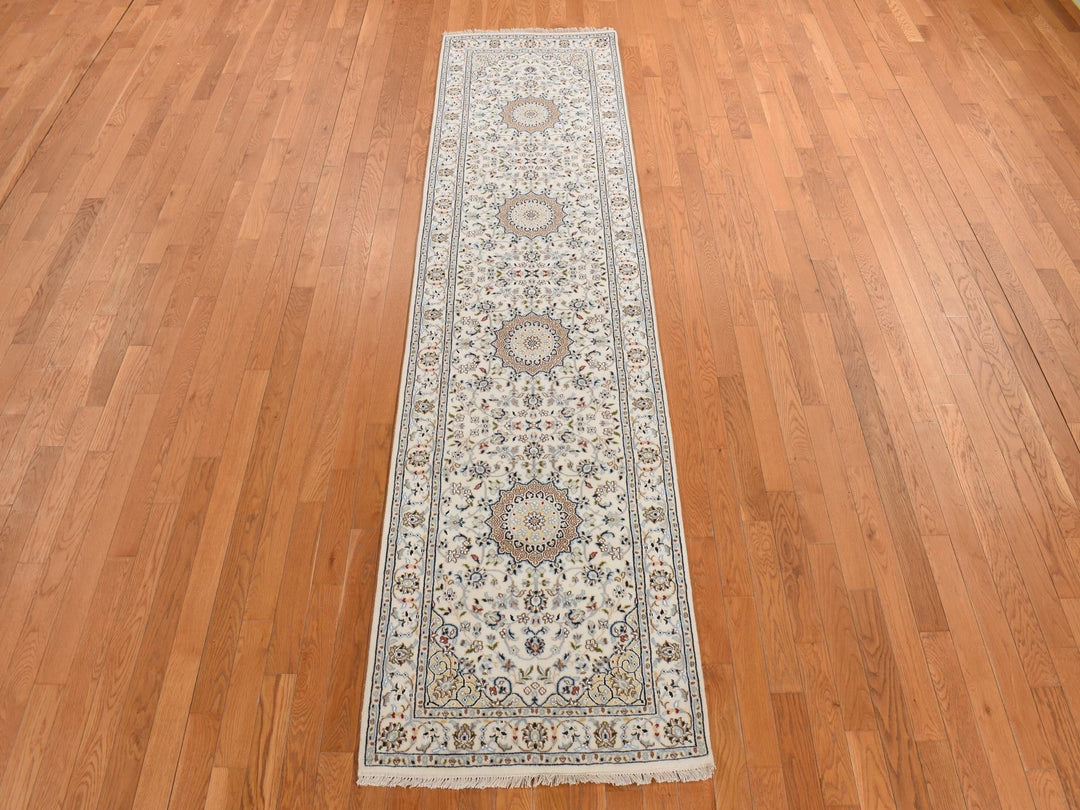 2'9" x 10'2" New Hand Knotted Ivory Wool Runner Oriental Rug - MOA10278205