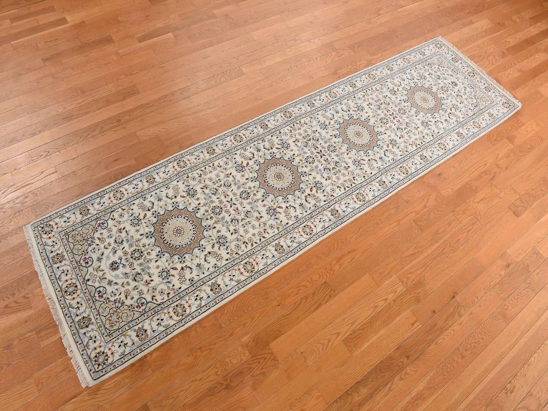 2'9" x 10'2" New Hand Knotted Ivory Wool Runner Oriental Rug - MOA10278205