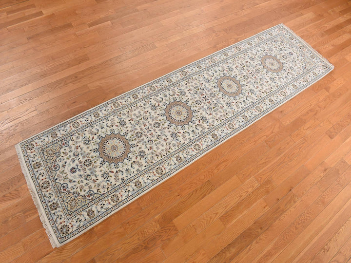 2'9" x 10'2" New Hand Knotted Ivory Wool Runner Oriental Rug - MOA10278205