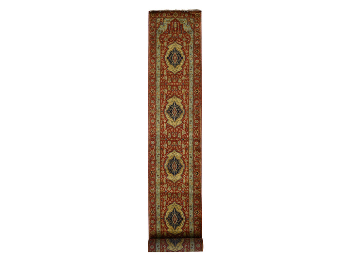 2'7" x 17'7" New Hand Knotted Red Wool Runner Oriental Rug - MOA10278209