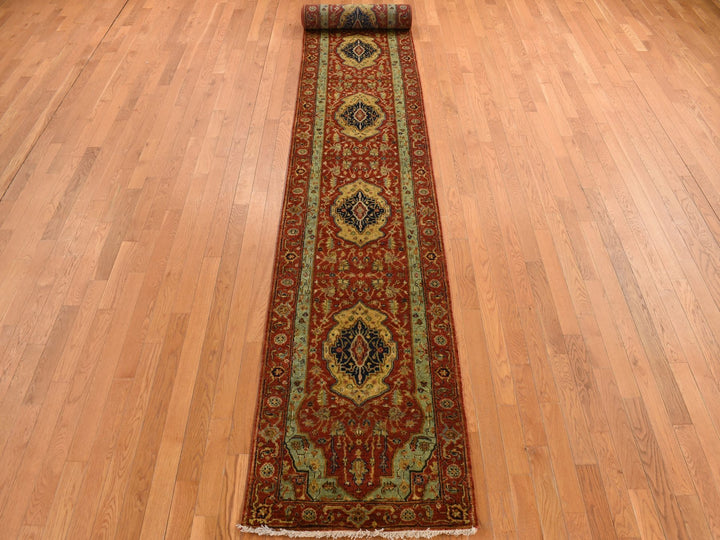 2'7" x 17'7" New Hand Knotted Red Wool Runner Oriental Rug - MOA10278209