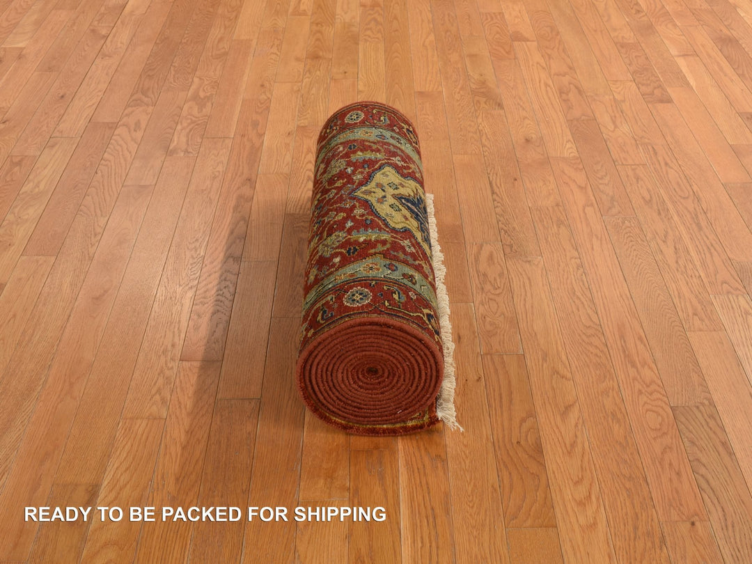 2'7" x 17'7" New Hand Knotted Red Wool Runner Oriental Rug - MOA10278209