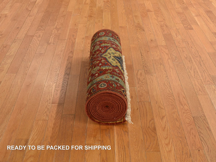 2'7" x 17'7" New Hand Knotted Red Wool Runner Oriental Rug - MOA10278209
