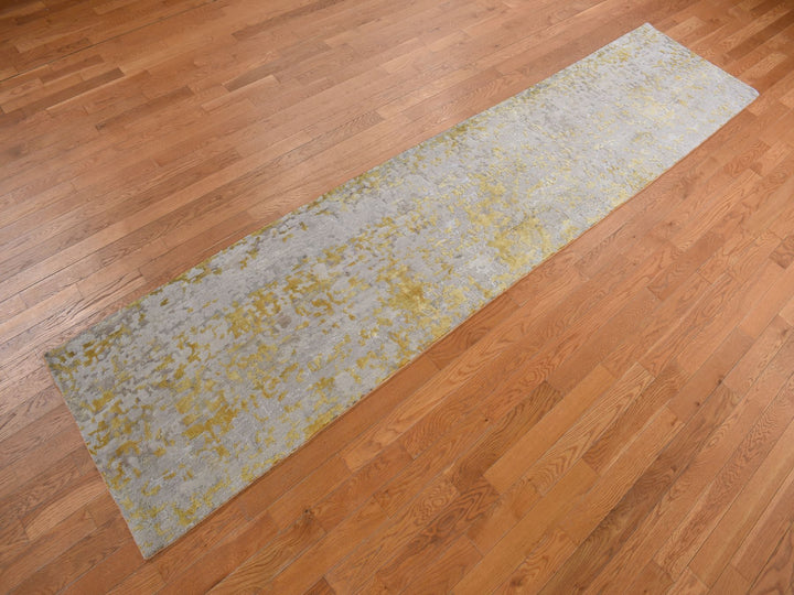 2'7" x 11'9" New Hand Knotted Brown Wool Runner Oriental Rug - MOA10278210