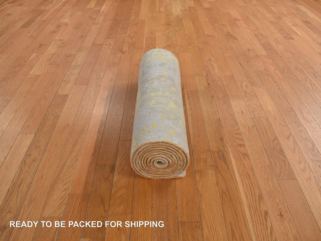 2'7" x 11'9" New Hand Knotted Beige Wool Runner Oriental Rug - MOA10278210