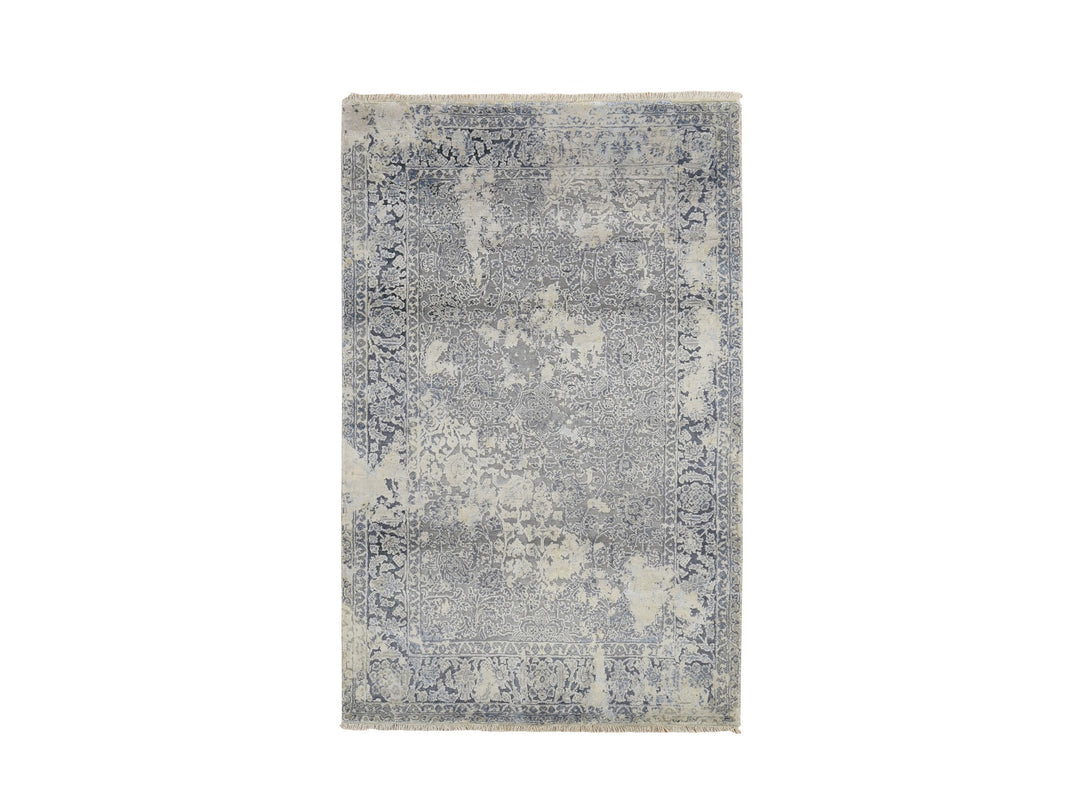 4'0" x 6'0" New Hand Knotted Blue Wool Rectangle Oriental Rug - MOA10278222