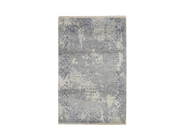 4'0" x 6'0" New Hand Knotted Blue Wool Rectangle Oriental Rug - MOA10278222