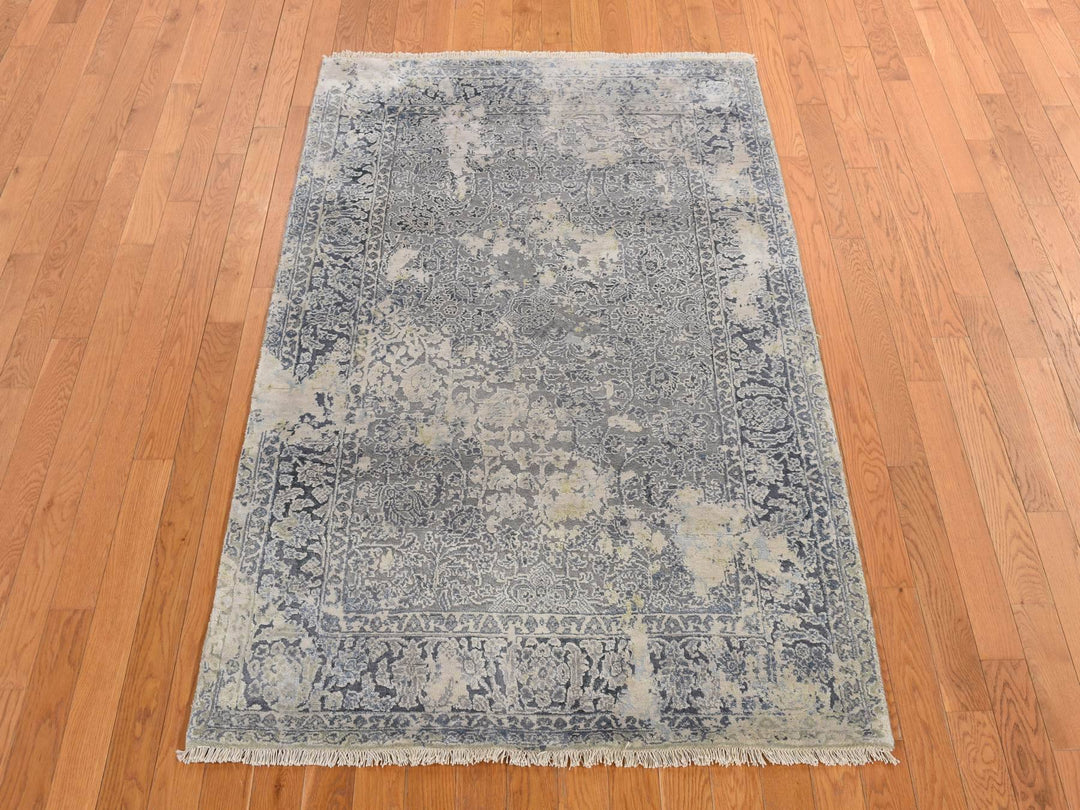 4'0" x 6'0" New Hand Knotted Blue Wool Rectangle Oriental Rug - MOA10278222
