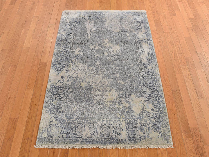 4'0" x 6'0" New Hand Knotted Blue Wool Rectangle Oriental Rug - MOA10278222