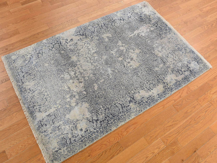 4'0" x 6'0" New Hand Knotted Blue Wool Rectangle Oriental Rug - MOA10278222