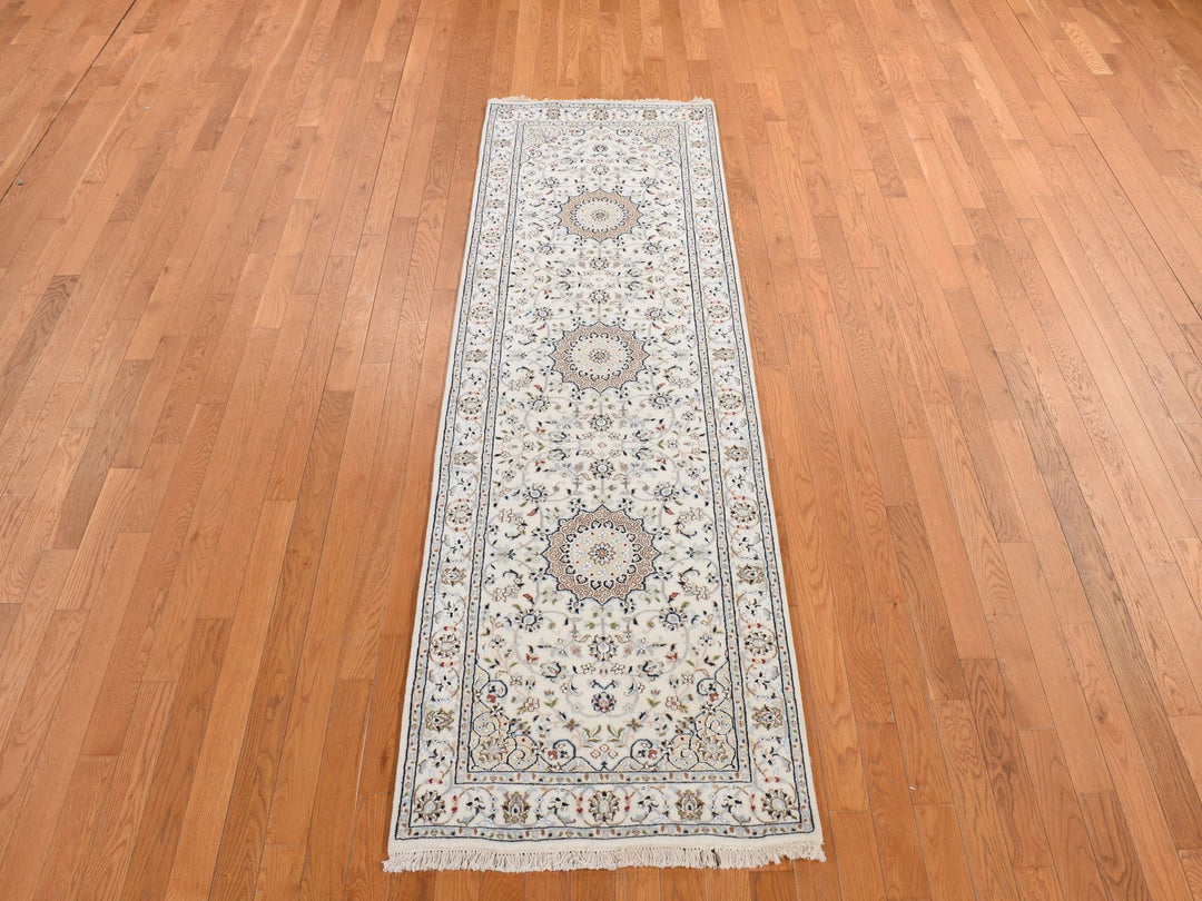 2'9" x 8'6" New Hand Knotted Ivory Wool Rectangle Oriental Rug - MOA10278223