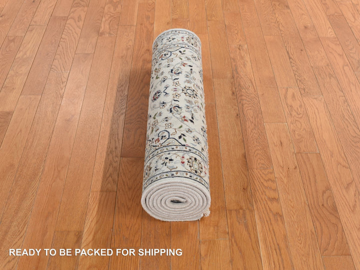 2'9" x 8'6" New Hand Knotted Ivory Wool Rectangle Oriental Rug - MOA10278223