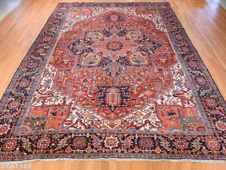 11'0" x 14'7" Vintage Hand Knotted Red Wool Rectangle Oriental Rug - MOA10278226