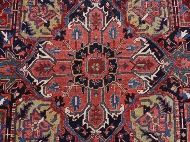 11'0" x 14'7" Vintage Hand Knotted Red Wool Rectangle Oriental Rug - MOA10278226