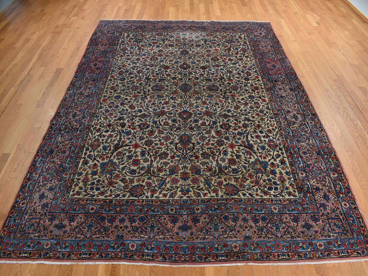 8'9" x 11'5" Vintage Hand Knotted Yellow Wool Rectangle Oriental Rug - MOA10278228