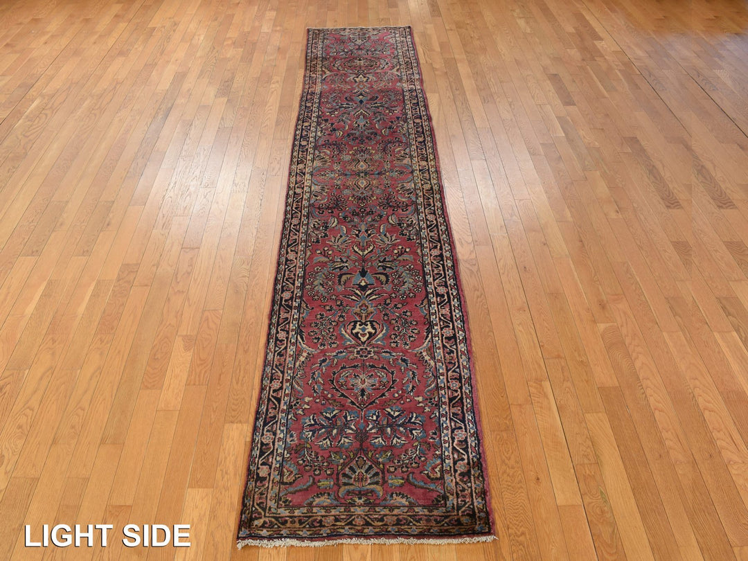 2'7" x 13'4" Vintage Hand Knotted Purple Wool Runner Oriental Rug - MOA10278231