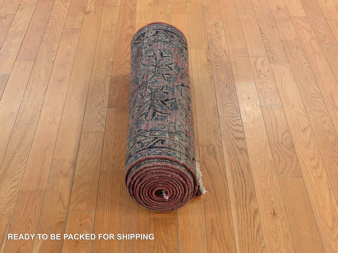2'7" x 13'4" Vintage Hand Knotted Purple Wool Runner Oriental Rug - MOA10278231