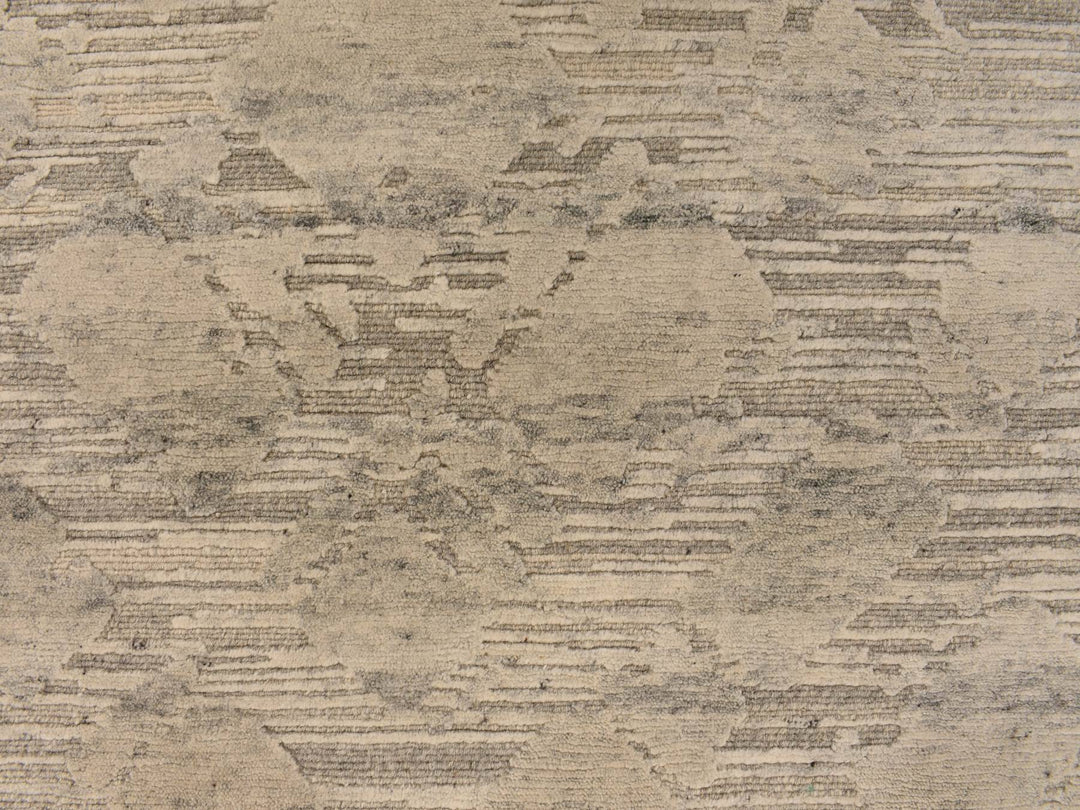 8'1" x 8'1" New Hand Knotted Grey Wool Round Oriental Rug - MOA10278237