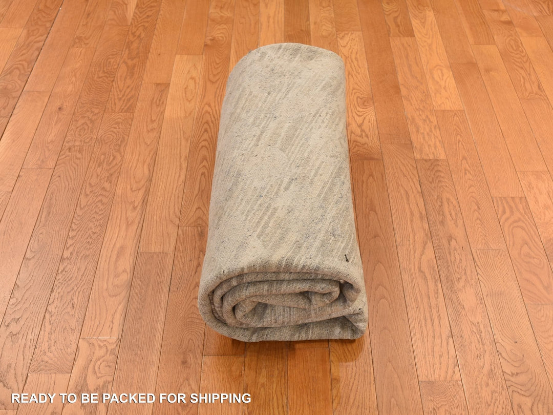 8'1" x 8'1" New Hand Knotted Grey Wool Round Oriental Rug - MOA10278237