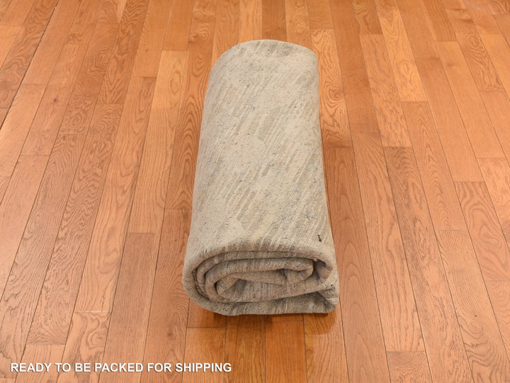 8'1" x 8'1" New Hand Knotted Grey Wool Round Oriental Rug - MOA10278237