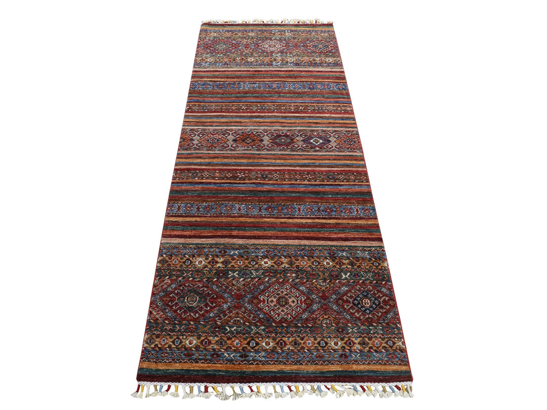 2'10" x 7'10" New Hand Knotted Red Wool Runner Oriental Rug - MOA10278243