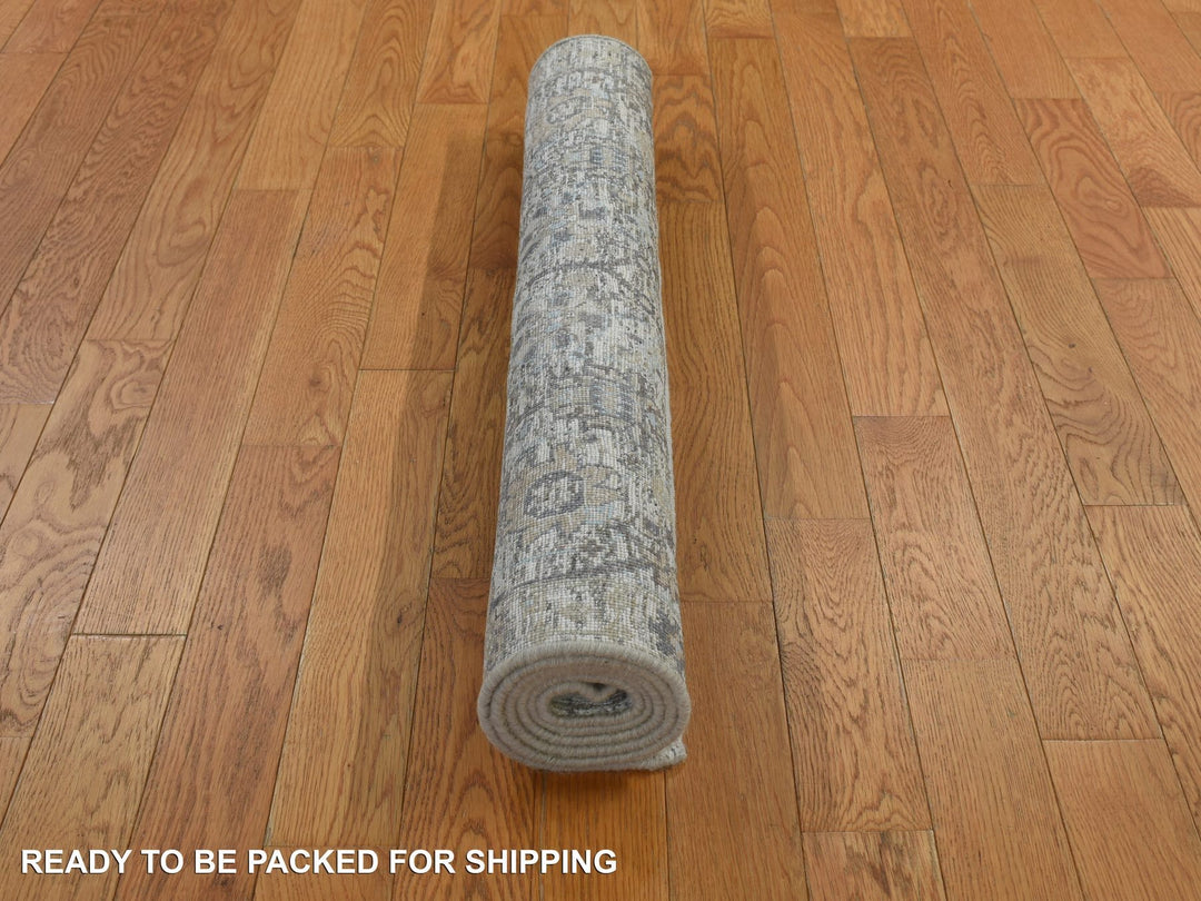 3'0" x 5'2" New Hand Knotted Ivory Wool & Silk Rectangle Oriental Rug - MOA10278244