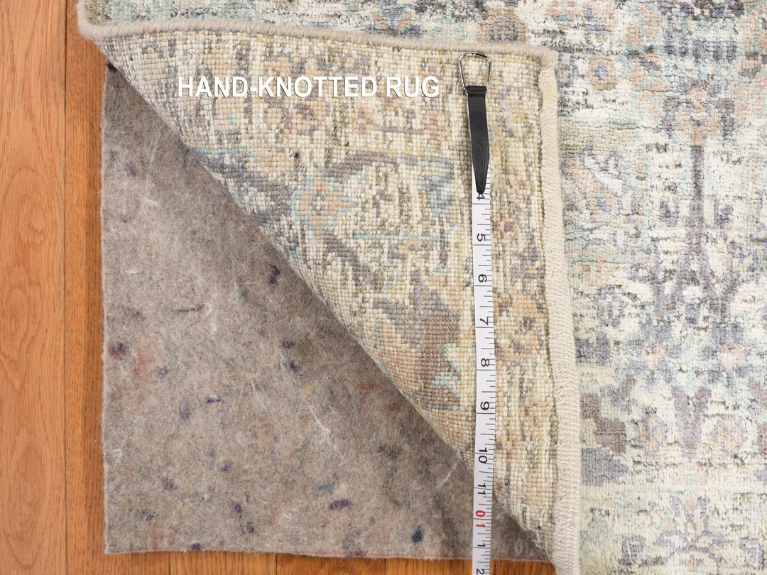 3'0" x 5'2" New Hand Knotted Ivory Wool & Silk Rectangle Oriental Rug - MOA10278244