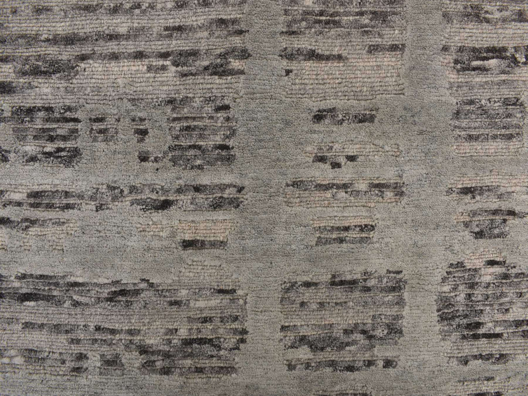 2'7" x 12'1" New Hand Knotted Grey Wool Runner Oriental Rug - MOA10278246