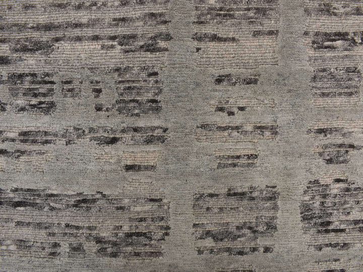 2'7" x 12'1" New Hand Knotted Grey Wool Runner Oriental Rug - MOA10278246