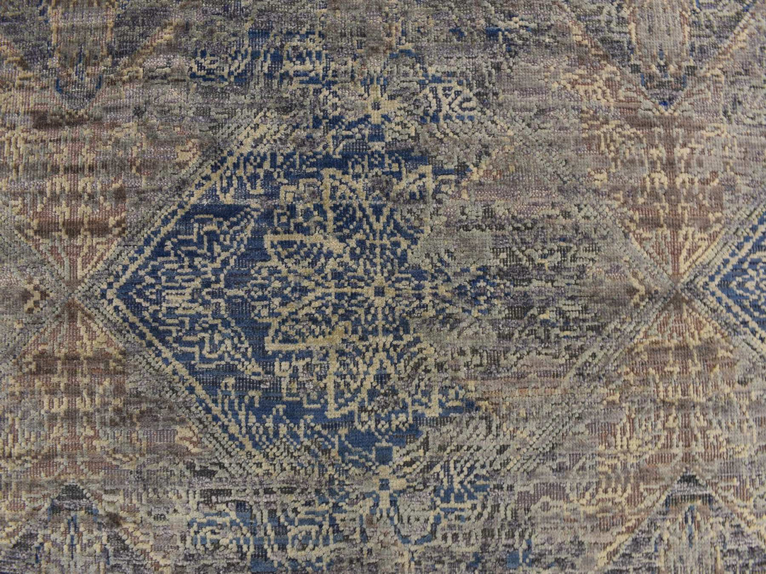 3'0" x 5'0" New Hand Knotted Blue Wool & Silk Rectangle Oriental Rug - MOA10278248
