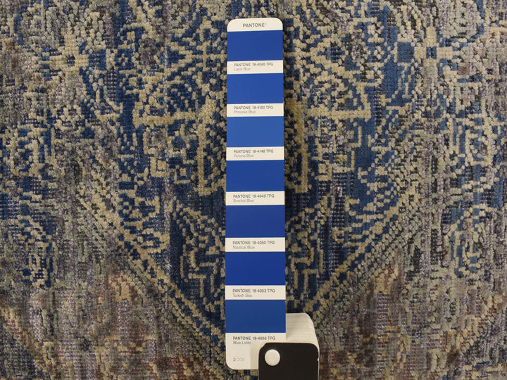 3'0" x 5'0" New Hand Knotted Blue Wool & Silk Rectangle Oriental Rug - MOA10278248