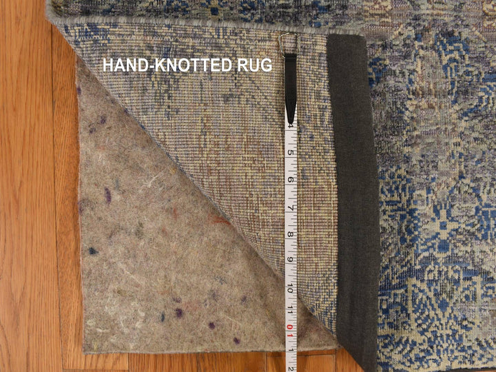 3'0" x 5'0" New Hand Knotted Blue Wool & Silk Rectangle Oriental Rug - MOA10278248