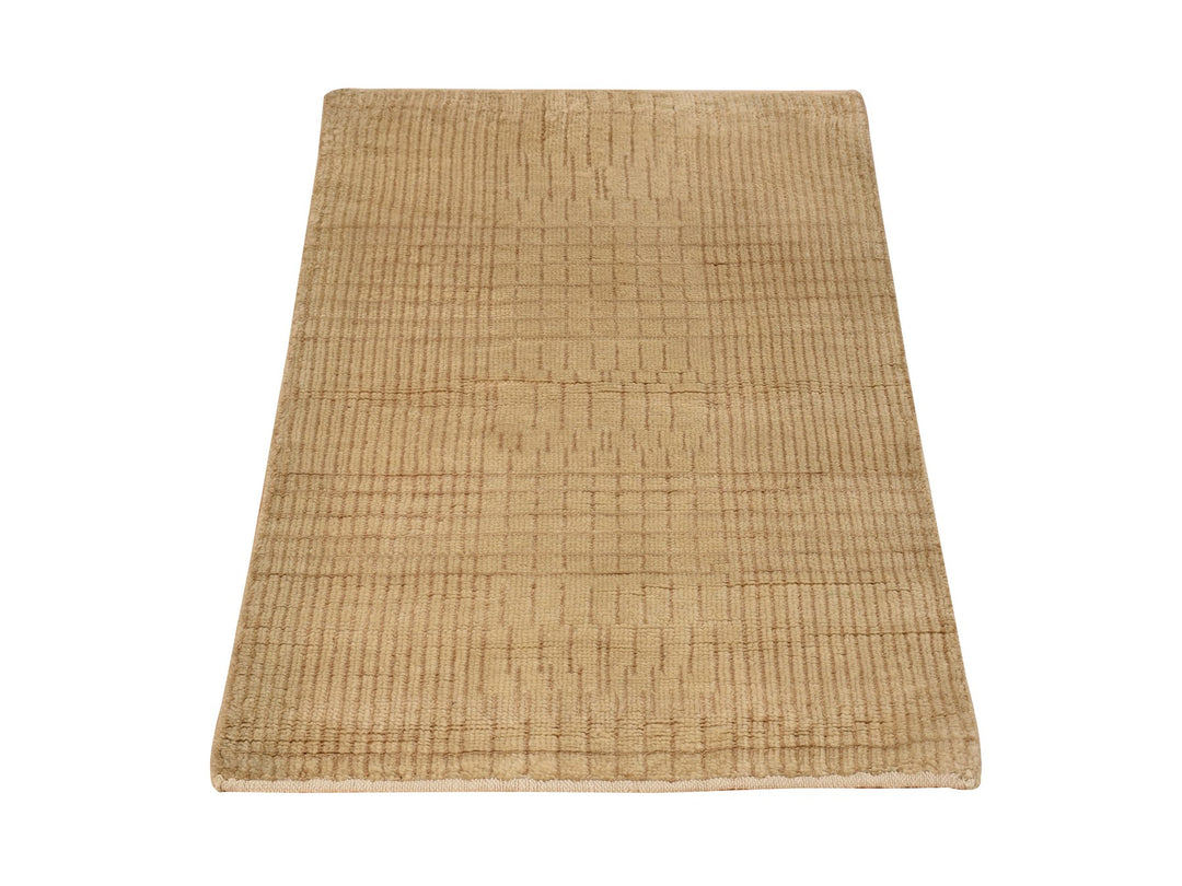 2'0" x 3'0" New Hand Knotted Yellow Wool & Silk Rectangle Oriental Rug - MOA10278255