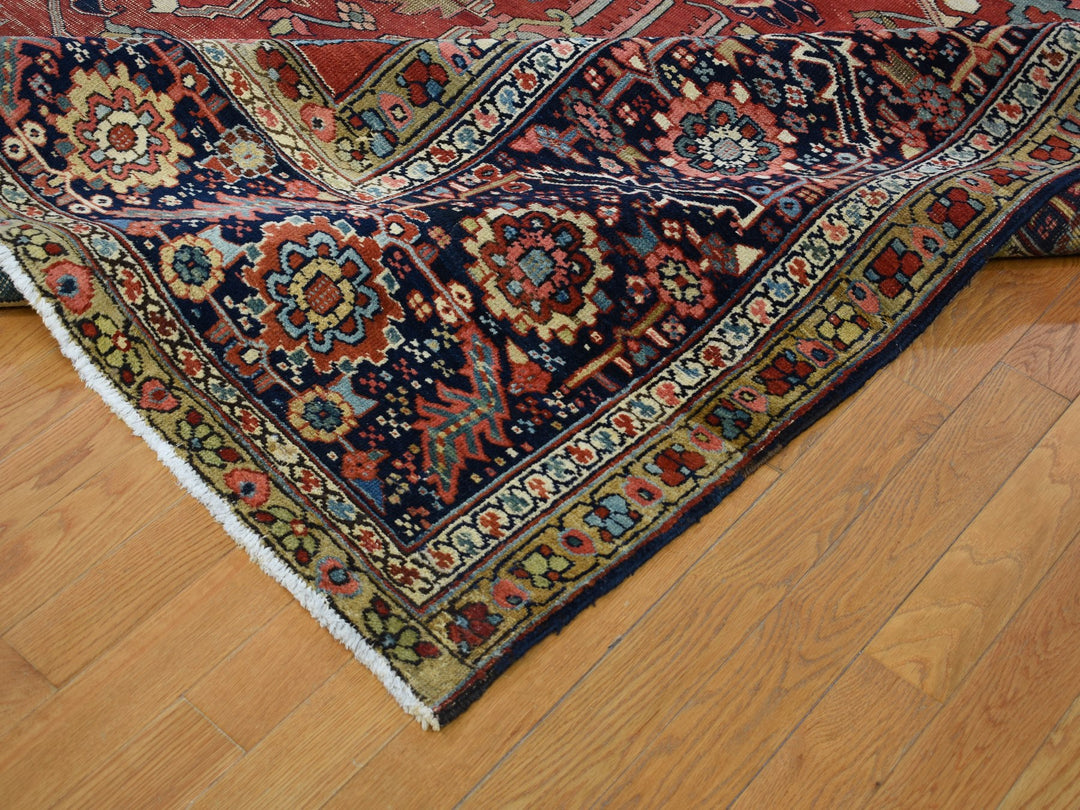 12'1" x 19'2" Vintage Hand Knotted Red Wool Rectangle Oriental Rug - MOA10278261