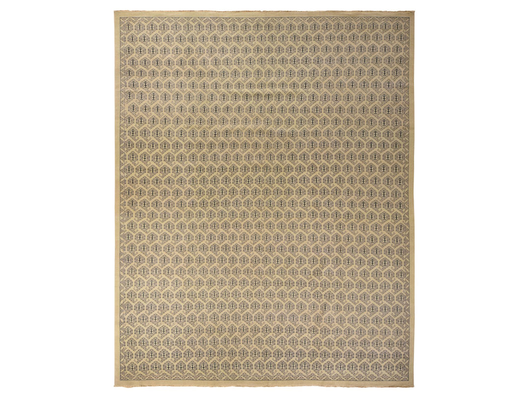11'8" x 14'9" New Hand Knotted Ivory Wool Rectangle Oriental Rug - MOA10278264