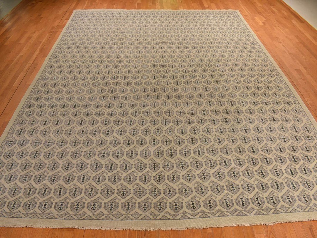 11'8" x 14'9" New Hand Knotted Ivory Wool Rectangle Oriental Rug - MOA10278264