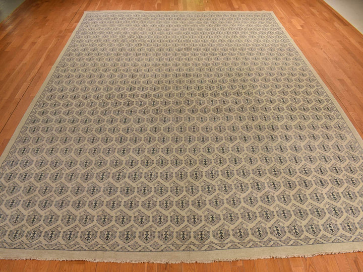 11'8" x 14'9" New Hand Knotted Ivory Wool Rectangle Oriental Rug - MOA10278264