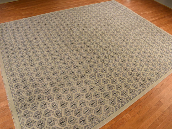 11'8" x 14'9" New Hand Knotted Ivory Wool Rectangle Oriental Rug - MOA10278264